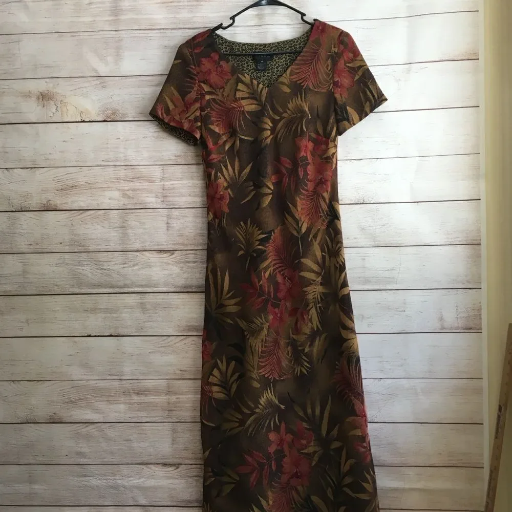 VIRGO‎ FLORAL/LEOPARD PRINT MAXI DRESS